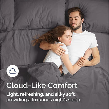 100% Rayon Derived From Bamboo - Bamboo Sheets King Size - Cooling Sheets for King - Soft, Breathable & Hotel Luxury Bedding - 1 Flat & 1 Fitted & 2 Pillowcases with 16 Inch Deep Pockets - Dark Grey