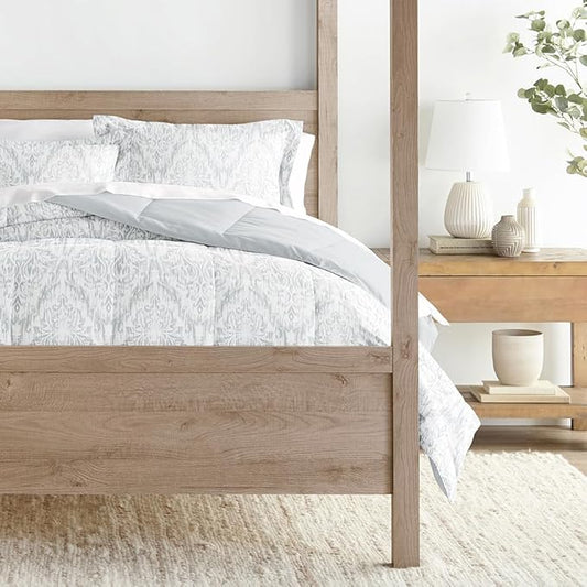 LINENS & HUTCH Comforter Set Patterned Microfiber All Season Down-Alternative Ultra Soft Bedding in English Countryside - King/Cal-King English Countryside Light Gray