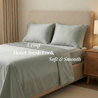 Beckham Hotel Collection Pillowcases King Size Set of 2, Cool Touch Cotton Sateen Fabric, 500TC, Silky Smooth & Soft, Open End, Aqua Gray
