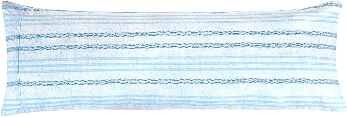 Elegant Comfort Ultra Soft 1-Piece Set Striped Print Pillowcases - 1500 Premium Hotel Quality Microfiber, Soft and Smooth Hidden Zipper Closure 1-Piece Pillow Covers - Body Pillowcase, Traci Aqua
