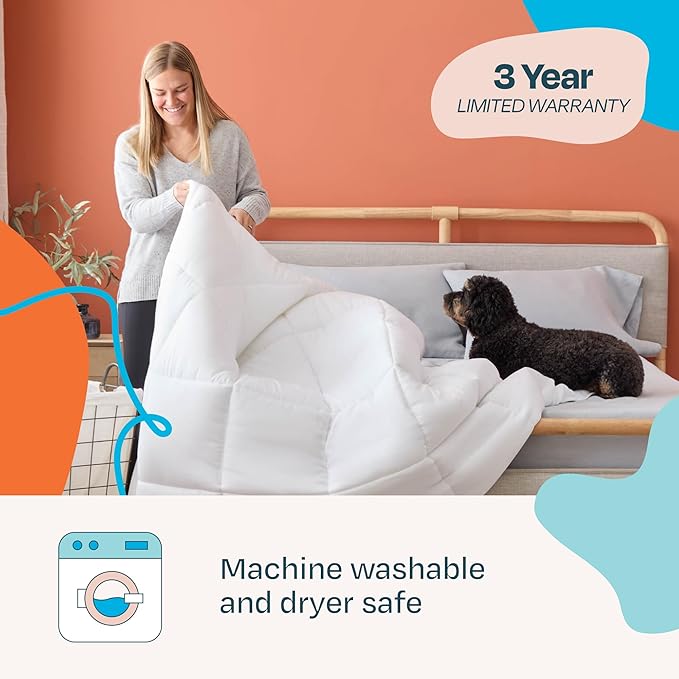 Linenspa White Down Alternative Comforter and Duvet Insert, for Oversized Queen Size Bed – All-Season Comforter with Box Stitch and 8 Duvet Loops – Bedding for Kids, Teens, and Adults