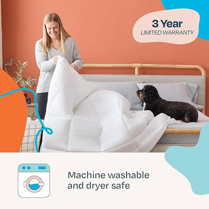 Linenspa White Down Alternative Comforter and Duvet Insert, for Twin Size Bed – All-Season Comforter with Box Stitch and 8 Duvet Loops – Bedding for Kids, Teens, and Adults