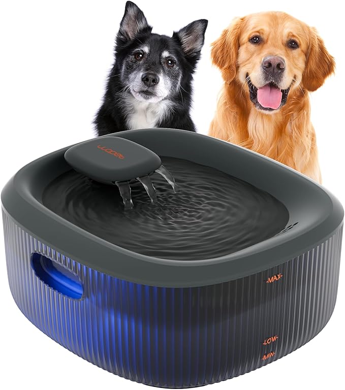 WOPET Dog Water Fountain for Large Dogs, 6L/205oz/1.6Gal Automatic Dog and Cat Water Fountain, Pet Water Dispenser with Filters (Charcoal Dog Fountain+5 Filters)