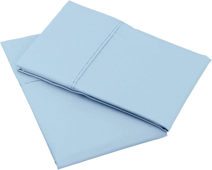 Amazon Basics 400 Thread Count Cotton Pillow Case, Standard, Set of 2, 30" L x 20" W, Smoke Blue