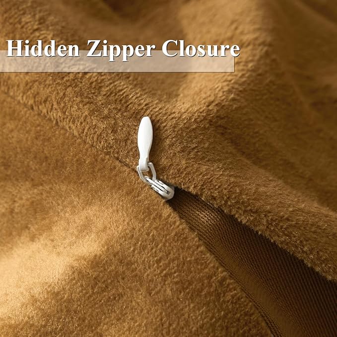 Ivellow Velvet Flannel Duvet Cover King Size Rust Duvet Cover King Velvet Comforter Cover Set Ultra Soft Breathable Cozy Velour Duvet Cover Solid Luxury Bedding Set Zipper Closure Corner Ties