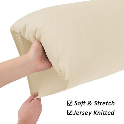 Stretch Pillowcases - Micro Jersey Knit & Ultra Soft, Standard Size - Set of 2 Pillow Cases, Beige