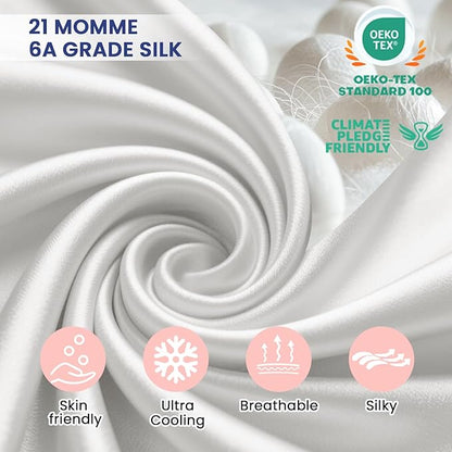 Ravmix Silk Pillow Cases with Zipper, 21momme Mulberry Silk Pillowcase for Hair Skin Health, Soft Smooth Breathable Cool Pillow Cover for Beauty Sleep with Gift Box 1PC(King 20"x36", Ivory White)