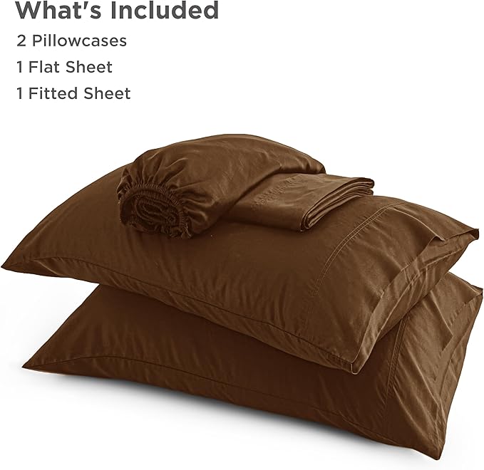 Bedsure California King Sheet Sets, Cooling Sheets for Hot Sleepers, Rayon Derived from Bamboo, PureWoven, Breathable & Soft, Deep Pocket Up to 16 Inches, Hotel Luxury Silky Bedding, Brown