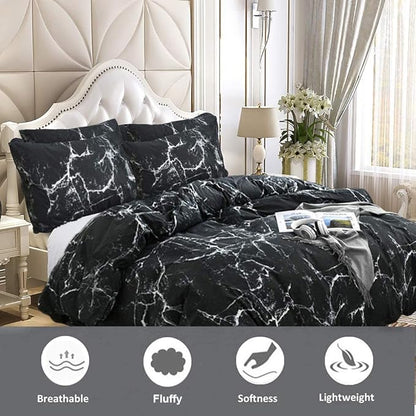 Cottonight Black Marble Comforter Set California King Black and White Bedding Comforter Sets Modern Cotton Abstract Gothic Blanket Quilts Bedding Comforter Set for Women Men Adults Teens Cal King Bed