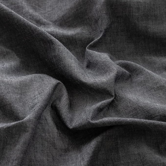 FACE TWO FACE Bedding Duvet Cover Set100% Washed Cotton Duvet Cover Linen Like Textured Breathable Durable Soft Comfy (California King, Gray)