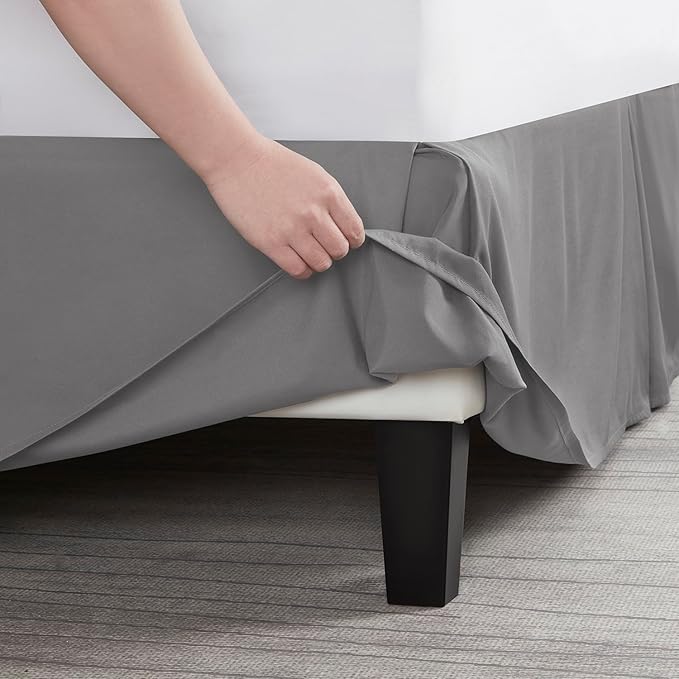 Nestl Grey Twin Bed Skirt - Twin Size Bed Skirt 14 Inch Drop - Brushed Microfiber Bed Skirts - Hotel Quality Pleated Bed Skirt - Shrinkage & Fade Resistant