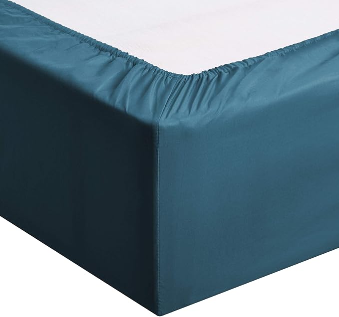 Amazon Basics Lightweight Super Soft Microfiber 3 Piece Bed Sheet Set with 14-Inch Deep Pockets, Easy Care, Twin XL, Dark Teal, Solid