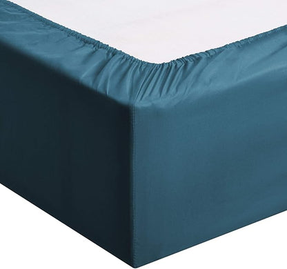 Amazon Basics Lightweight Super Soft Microfiber 3 Piece Bed Sheet Set with 14-Inch Deep Pockets, Easy Care, Twin XL, Dark Teal, Solid