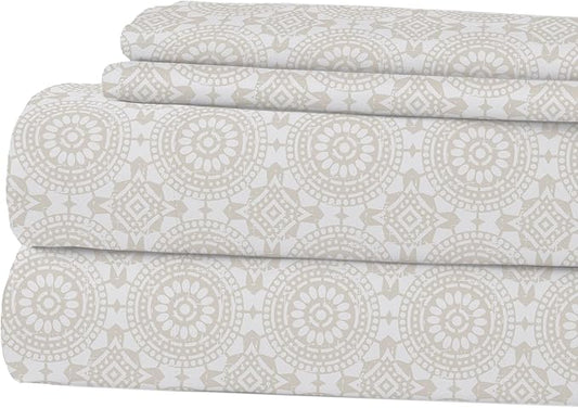 Modern Threads Printed 4-Piece Extra Soft Bedding Sheets & Pillowcase Set, Deep Pocket up to 16 inch Mattress Abella King