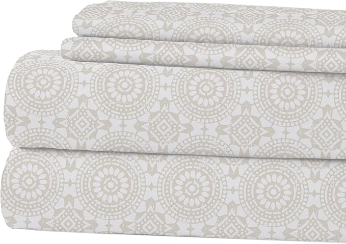 Modern Threads Printed 4-Piece Extra Soft Bedding Sheets & Pillowcase Set, Deep Pocket up to 16 inch Mattress Abella Full