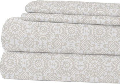 Modern Threads Printed 4-Piece Extra Soft Bedding Sheets & Pillowcase Set, Deep Pocket up to 16 inch Mattress Abella Full