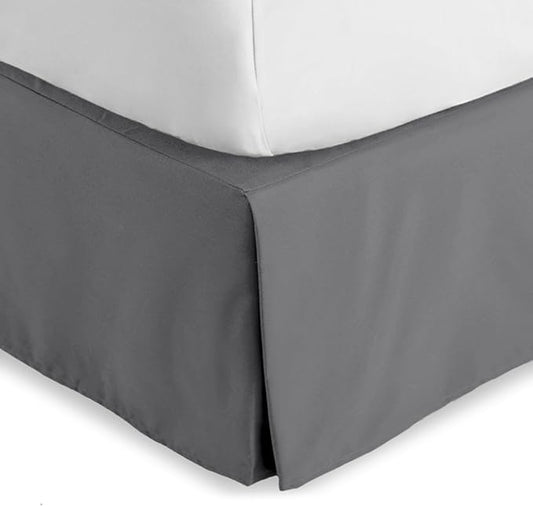 Bare Home Twin XL Bed Skirt - 15-Inch Tailored Drop Easy Fit - Bed Skirt for Twin Extra Long Beds - Center & Corner Pleats (Twin XL, Grey)