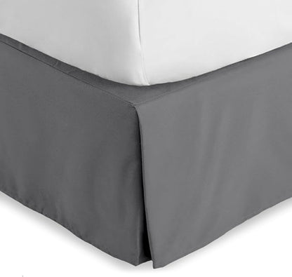 Bare Home Full XL Bed Skirt - 15-Inch Tailored Drop Easy Fit - Bed Skirt for Full Extra Long Beds - Center & Corner Pleats (Full XL, Grey)