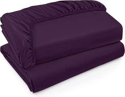 Utopia Bedding Twin XL Fitted Sheets - Bulk Pack of 2 Bottom Sheets - Soft Brushed Microfiber - Deep Pockets - Shrinkage & Fade Resistant - Easy Care (Twin XL, Purple)