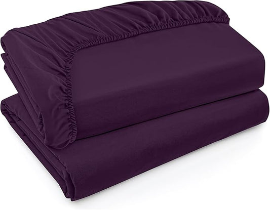 Utopia Bedding Twin XL Fitted Sheets - Bulk Pack of 2 Bottom Sheets - Soft Brushed Microfiber - Deep Pockets - Shrinkage & Fade Resistant - Easy Care (Twin XL, Purple)