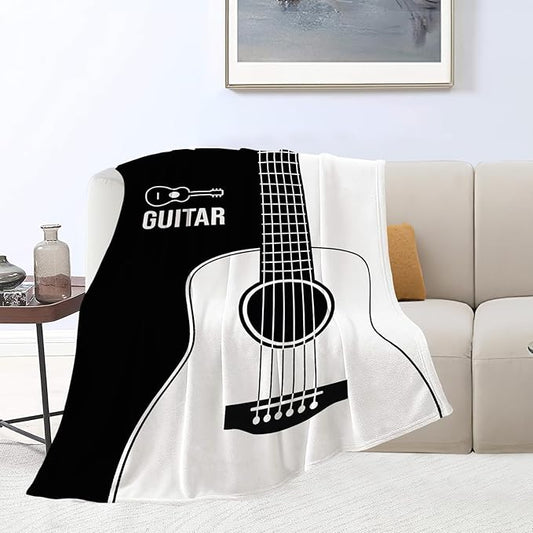 Guitar Blanket Super Soft Warm Fluffy Fleece Flannel Music Instrument Throw Blanket Cozy Fuzzy Plush Stuff Bedding Blankets Gifts for Women Kids Boys Girls Adults 60"X50"