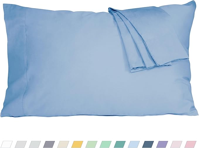 Pillow Cases, King Size Cotton Percale Weave Pillowcases, Pre-Shrunk Breathable and Hypoallergenic Pillowcases, Set of 2 (2 Piece King 20 Inch x 40 Inch, Placid Blue)
