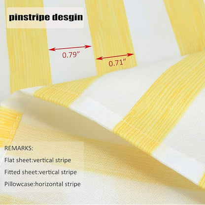 Best Season 4 Piece Stripe Microfiber Stripe Sheet Set - Super Soft Luxury Hotel Deep Pocket,Stain, Fade & Wrinkle Resistant Bedding Set (Yellow,Full Size)