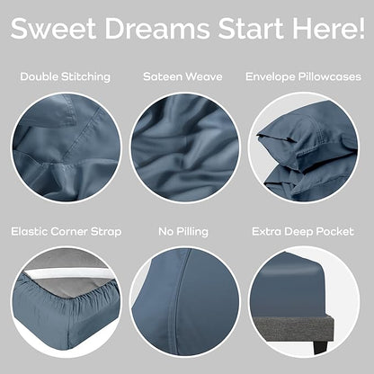 Viscose Bamboo Sheets - Cal King Sheet Set 4PC - Cooling Sheets for Hot Sleepers with Moisture Wicking Technology - Silky Soft 18 Inch Deep Pocket - Storm 72"x84"