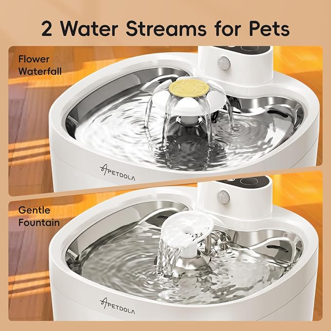 Wireless Cat Water Fountain 95fl-oz/2.8L Cat Fountain,Stainless Steel Tray,Rechargeable Pet Drinking Fountains for Cats and Dogs(Cat Fountain+3 Filters)