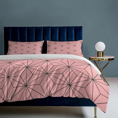 INFLAG Anime Bedding Set, 3-Piece Anime Duvet Cover King Size Ultra Soft Breathable 3D Printed Microfiber Comforter Cover, Cartoon Quilt Cover, Teen Comforter Cover with 2 Pillowcases (King,Pink)
