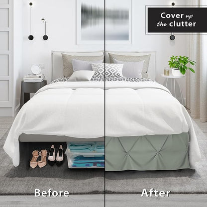 Nestl Sage Green Bed Skirt Twin Size, Pinch Pleat Twin Bed Skirt, 14" Inch Drop Twin Bedskirt, Hotel Quality Sage Green Bed Skirts, Premium Microfiber Bedskirt for Twin Bed, Sage Green Twin Bed Skirt
