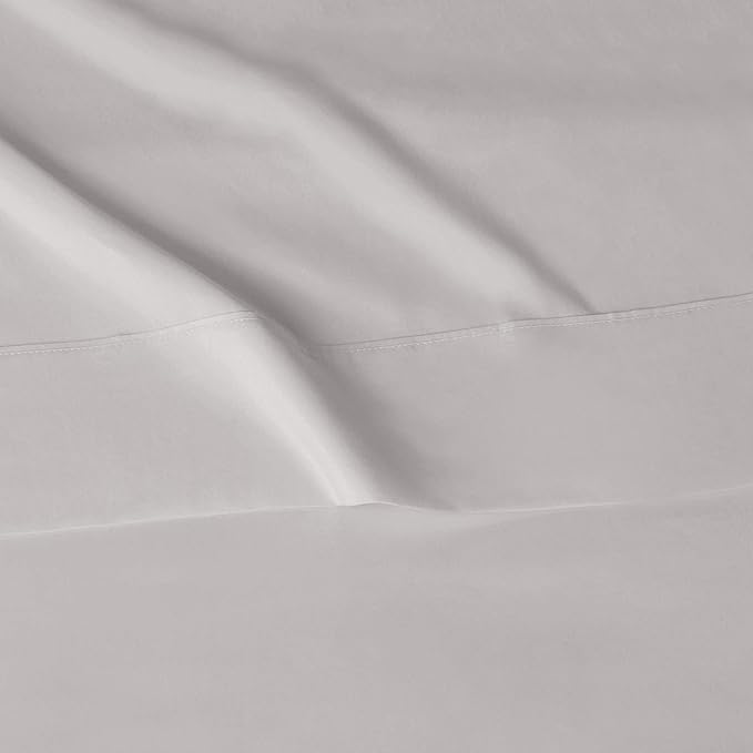 Amazon Basics Lightweight Super Soft Easy Care Wrinkle-Free Breathable Brushed Microfiber 3 Piece Bed Sheet Set with 14-Inch Deep Pockets, Twin, Light Gray, Solid
