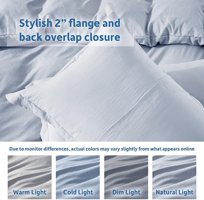 Nestl Ice Blue Duvet Cover Full Size - Soft Prewashed Full Size Duvet Cover Set, 3 Piece, with Zipper Closure, 1 Duvet Cover 80x90 inches and 2 Pillow Shams