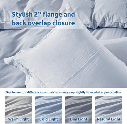 Nestl Ice Blue Duvet Cover Full Size - Soft Prewashed Full Size Duvet Cover Set, 3 Piece, with Zipper Closure, 1 Duvet Cover 80x90 inches and 2 Pillow Shams