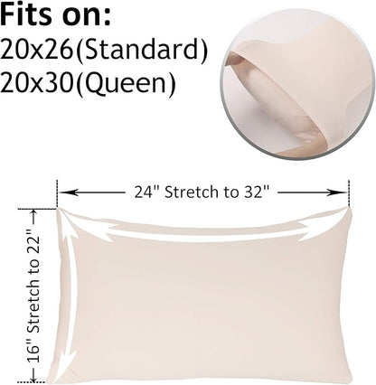2-Pack Stretch Pillow Cases - Jersey Knit & Ultra Soft Envelope Closure Pillowcases T-Shirt Like Microfiber Blend - Suitable for Queen or Standard Size Set of 2, Pink