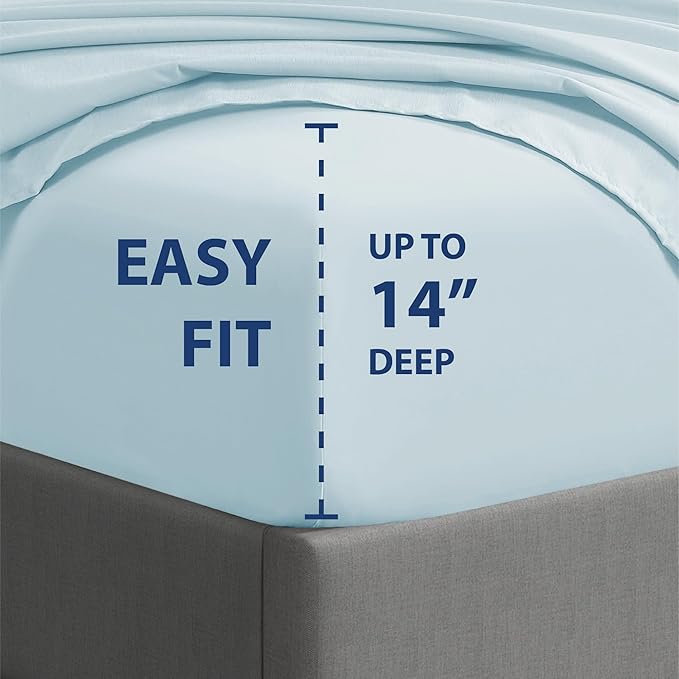 Cathay Home Essentials Ultra Soft Hypoallergenic Wrinkle Resistant Double Brushed Microfiber Bedding Sheet Set, Aqua, King