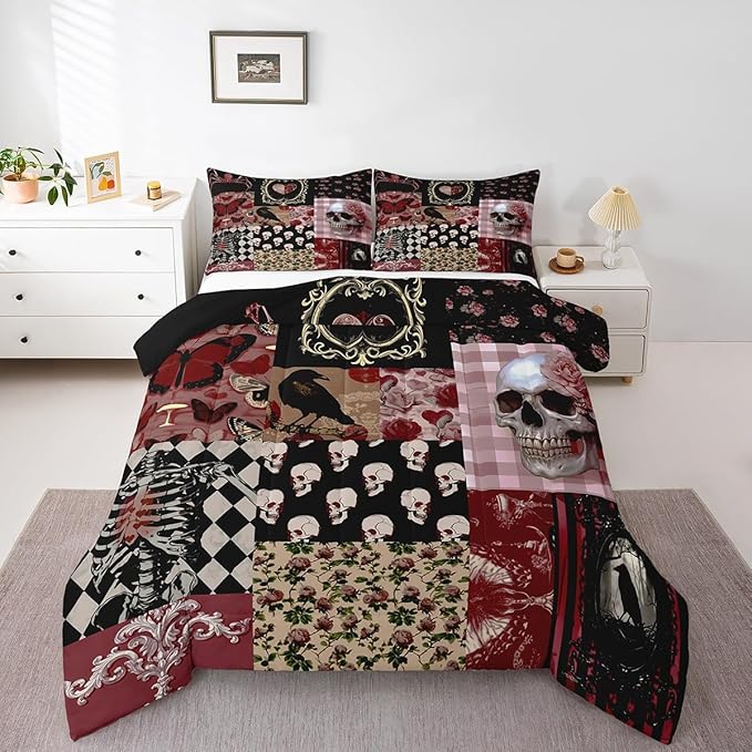 Fall Style Tree Comforter Set King Size,Mountain Nature Scenery Bedding Sets 3Pcs for Kids Girls Boys Adult Room Decor,Rustic Farmhouse Quilt Set Botanical Natural Duvet Insert,2 Pillowcases
