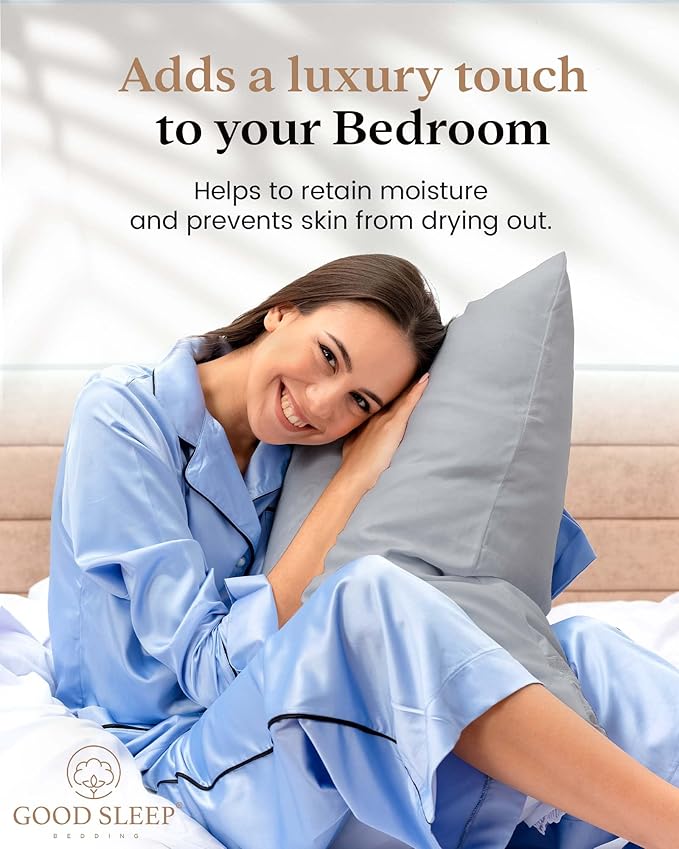 Set of 4 Pillow Cases King, 800 TC 100% Egyptian Cotton, Great for Hair & Skin Care, Silky Soft Sateen Weave Pillow Covers for Bed Pillow, Improves Sleep Quality, 4" Hem Pillowcases, Light Gray