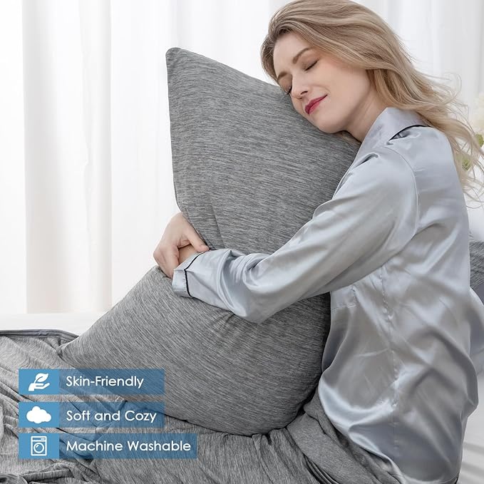 CHOSHOME Cooling Pillow Cases Zipper Pillow Covers Q-Max > 0.45 Zippered Pillowcases for Hot Sleepers, Soft, Breathable, Skin-Friendly, 2 Pack (Standard, 20" x 26", Grey)