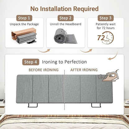 Queen Size Headboard Only-No Assembly Required, Dark Gray | Easy to use no assembly required, Linen fabric and extra-thick foam for added comfort, Modern style headboard queen size