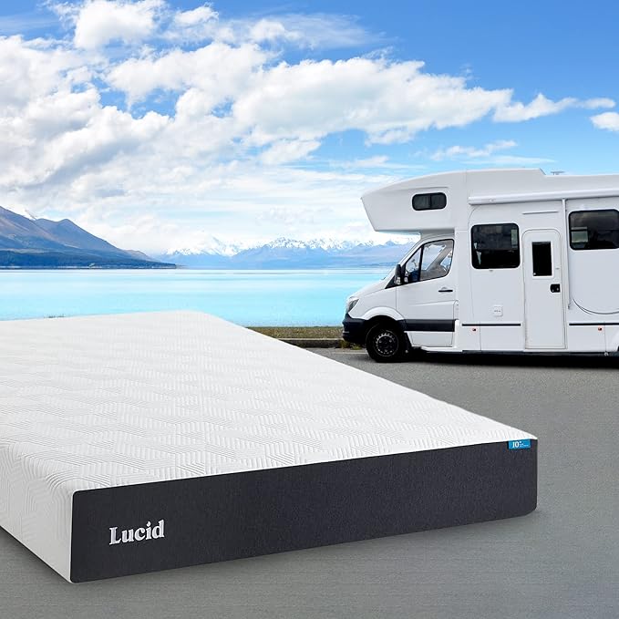 Lucid 10 Inch Memory Foam Mattress - Medium Feel - Infused with Refreshing Bamboo Charcoal and Cooling Gel - Bed in a Box - Temperature Regulating - Pressure Relief - Breathable - Short Queen Size