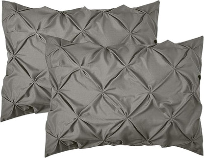 Elegant Comfort 8-Piece Pinch Pleated Comforter Set - All Season Complete Bed in a Bag, Includes 4pc Smart Sheet Set, Bed Skirt, Comforter, Matching Pillowcases and Shams, King/Cal King, Gray