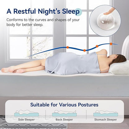 Amazon Basics Breathable Memory Foam Mattress, Medium Firm, 12 Inch, California King, White/Grey