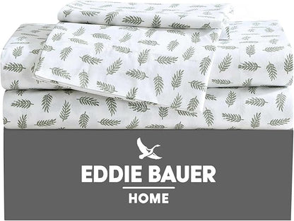 Eddie Bauer - Full Sheets, Cotton Percale Bedding Set, Cool & Breathable Home Decor (Laurel Leaves, Full)