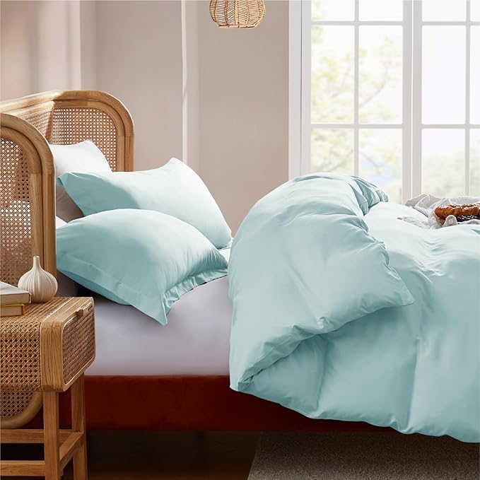 Nestl Light Blue California King Duvet Cover Sets - Soft Double Brushed Cal King Duvet Cover, 3 Piece, with Button Closure, 1 Duvet Cover 104x98 inches and 2 Pillow Shams