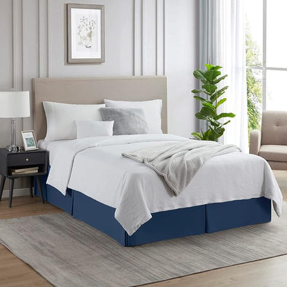 Nestl Navy Blue Full Bed Skirt - Full Size Bed Skirt 14 Inch Drop - Brushed Microfiber Bed Skirts - Hotel Quality Pleated Bed Skirt - Shrinkage & Fade Resistant