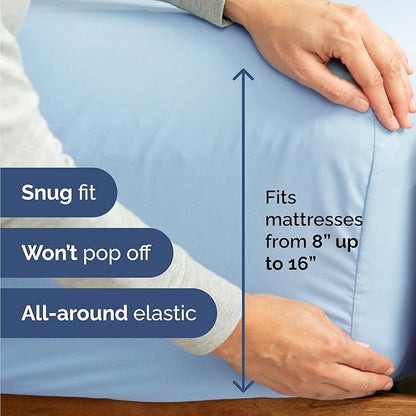 Twin Size 3 Piece Sheet Set - Comfy Breathable & Cooling Bed Sheets Set - Hotel Luxury Bedding for Women, Men, Kids, Teens, Boys & Girls - Deep Pockets, Soft and Wrinkle Free - Oeko-Tex - Light Blue