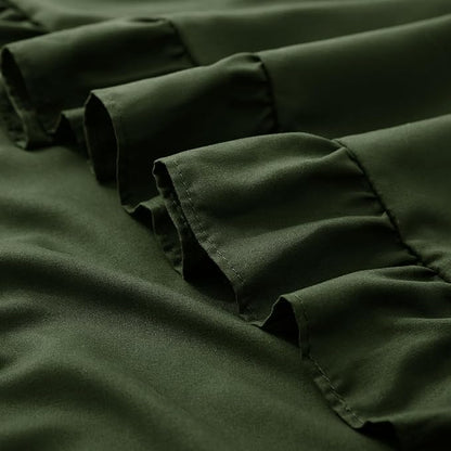 KKJIAF Ruffle Pillow Cases 26x26 Inches, Olive Green Square Ruffled Pillow Covers Set of 2, Microfiber Wrinkle Resistant Pillow Shams with Envelope Closure for Sofa Bed Living Room