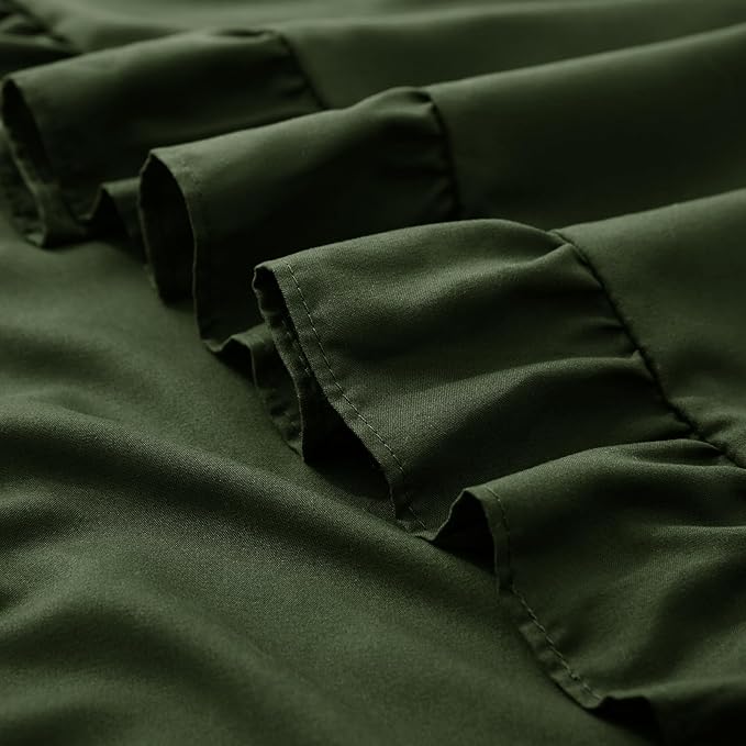 KKJIAF Ruffle Pillow Cases 18x18 Inches, Olive Green Square Ruffled Pillow Covers Set of 2, Microfiber Wrinkle Resistant Pillow Shams with Envelope Closure for Sofa Bed Living Room