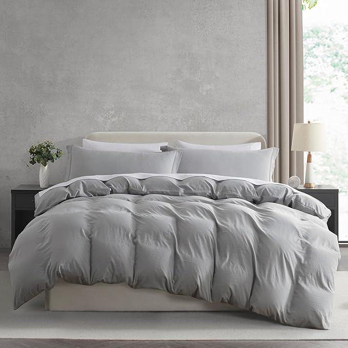 Nestl Twin Duvet Cover Set - Soft Prewashed Light Grey Duvet Cover Twin/Twin XL, 2 Piece, with Zipper Closure, 1 Duvet Cover 68x90 inches and 1 Pillow Sham - No Comforter